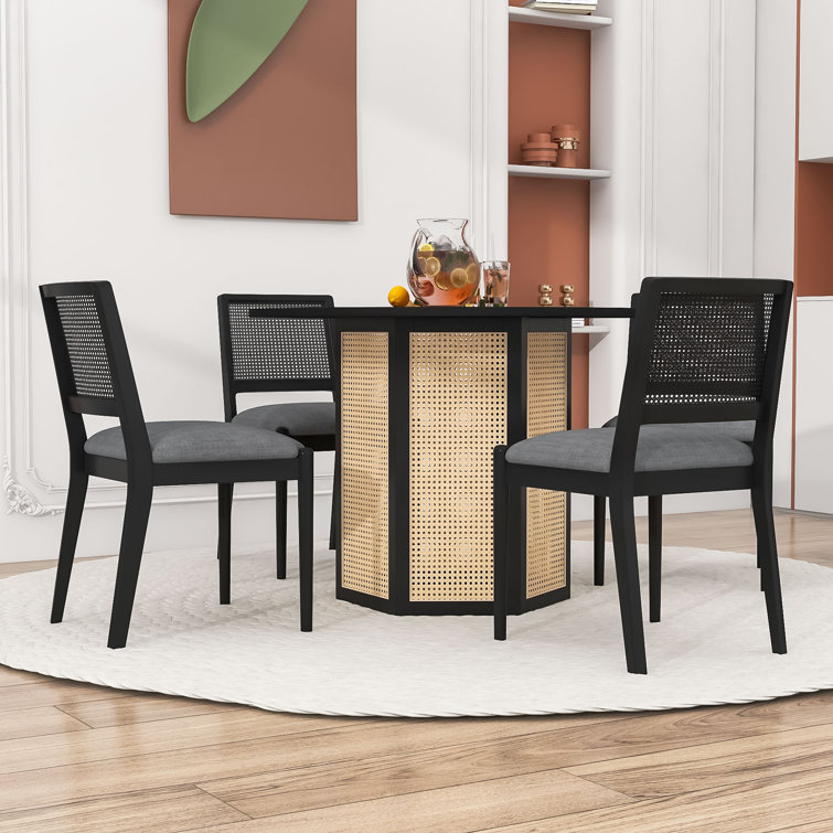 Bay Isle Home Behrend Modern 5Piece Rattan Round Dining Table Set with